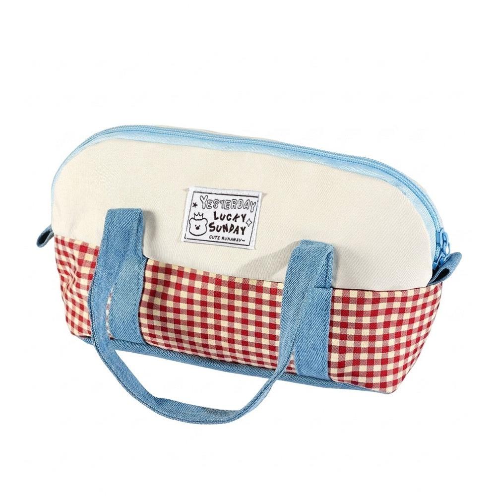 Durable Denim Splicing Pencil Case Color-blocking Large Capacity Pencil Pouch Portable Stationery Organizer Gifts