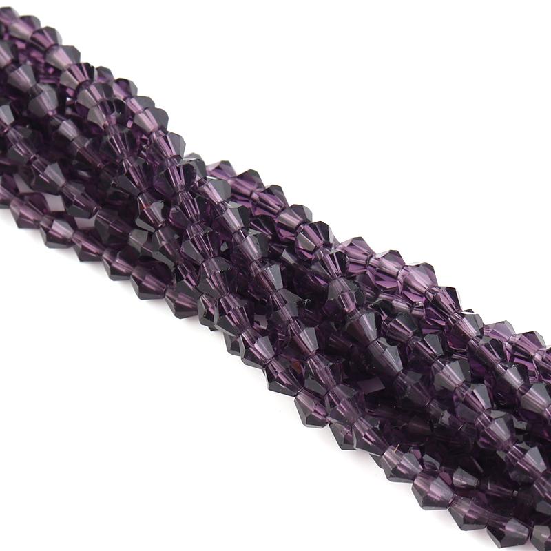 Apx 95pcs/Strand 4mm Shiny Crystal Beads Bicone Beads Faceted Glass Beads Loose Spacer Beads for Bracelet DIY Jewelry Making