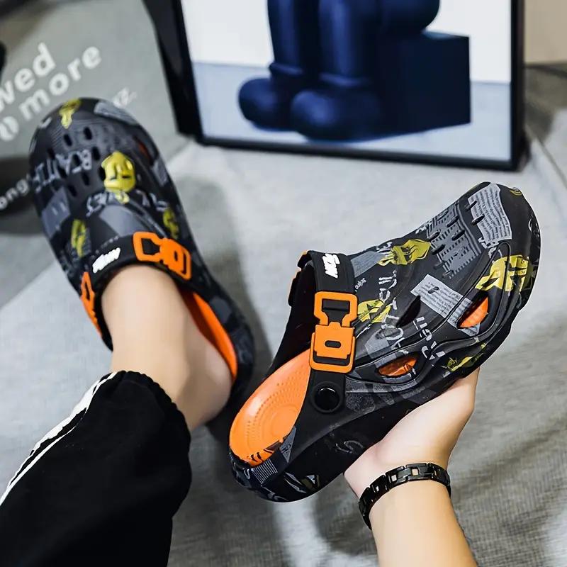 Men's Fashion Thick Sole EVA Clogs Unique Design Slip-On Breathable Garden Shoes with Safety Strap and Soft Insole Suitable for Outdoor