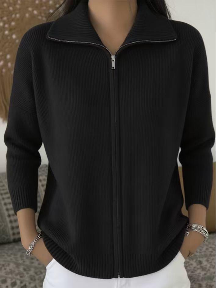 European & American Zipper Knit Cardigan Sweater - Autumn/Winter Casual Fashion for Women