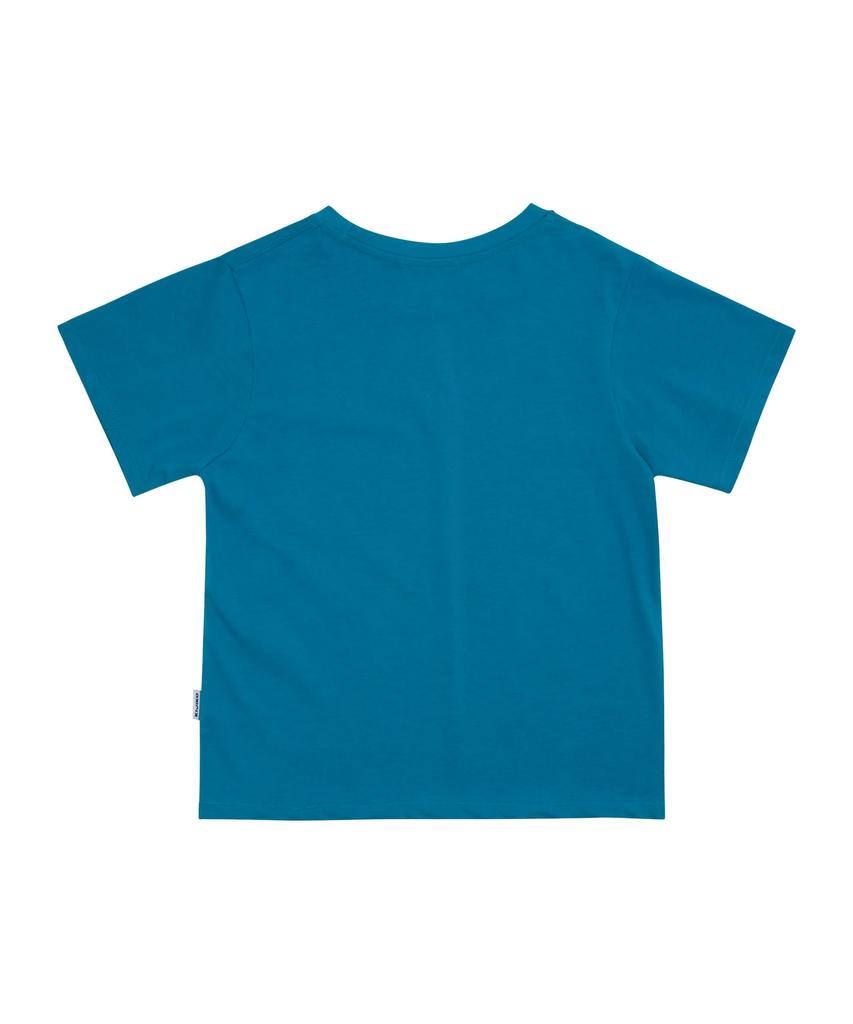 KIJIKO Ke404. Typo Semi Crop Tee Blue