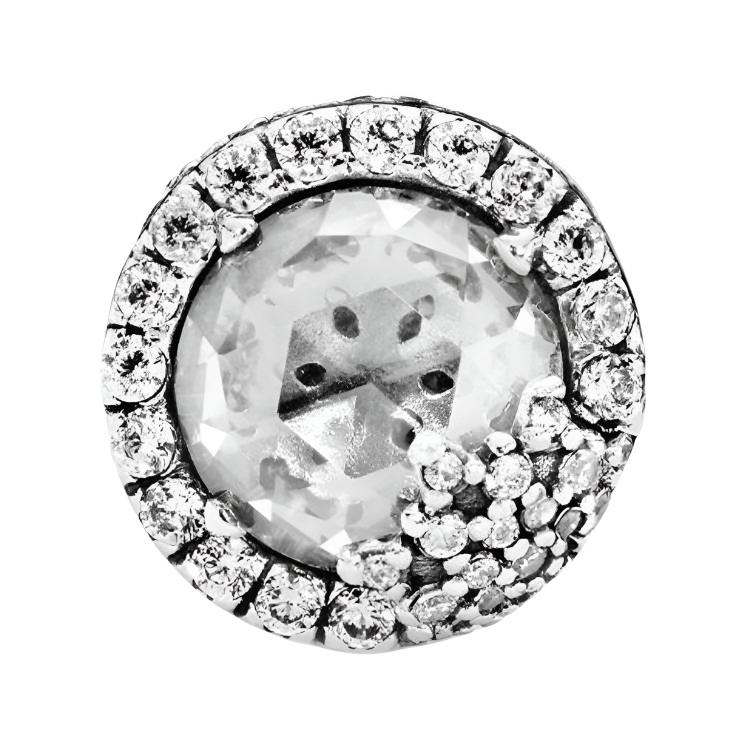 Pandora Fashion Silver Snowflake Decorated Round Bead 925 Silver Cubic Zirconia Pendant Women pendant 796358CZ Silver