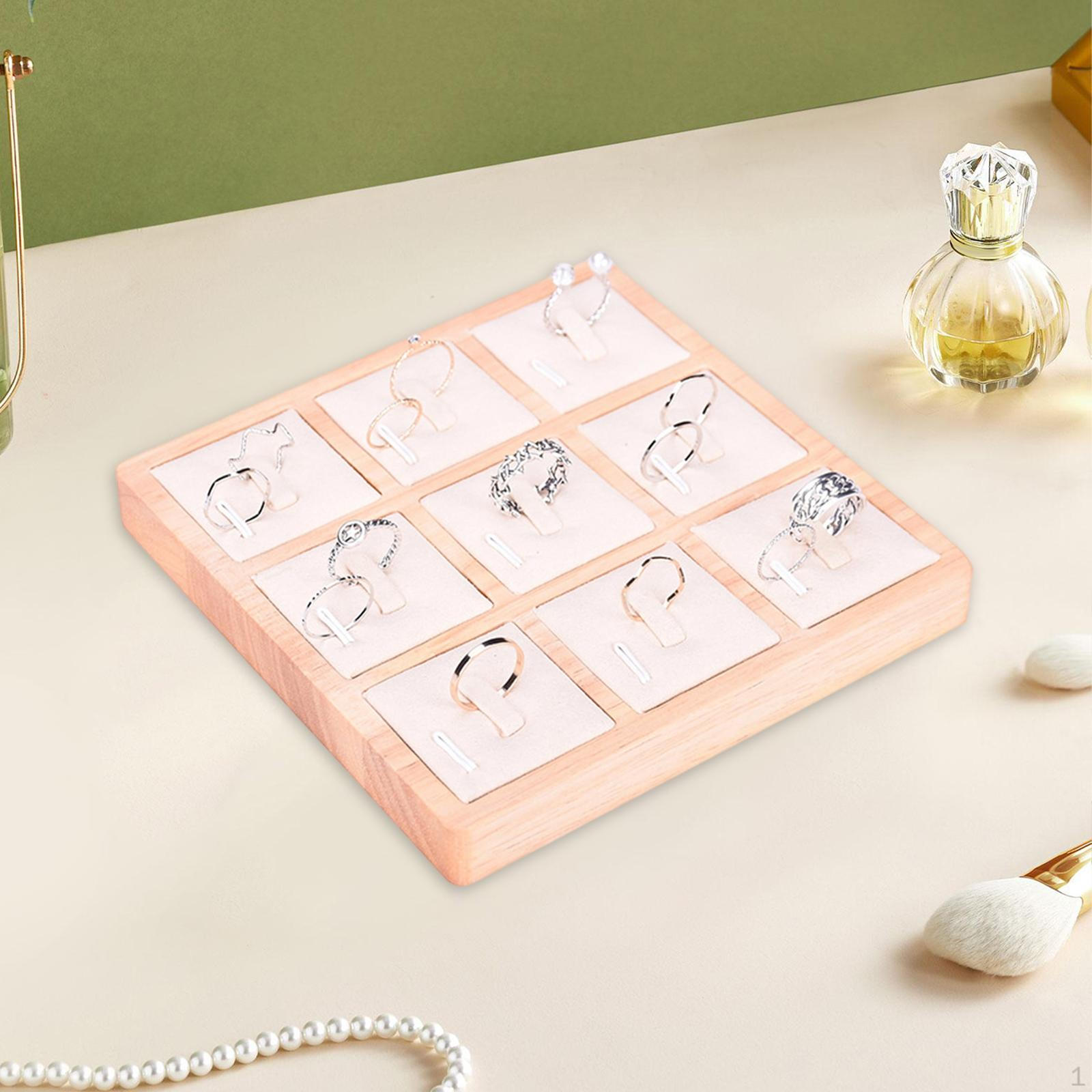 

Rings Holder Tray Earrings Anklet Charm Organizer Display Box Jewelry for Counter бежевый