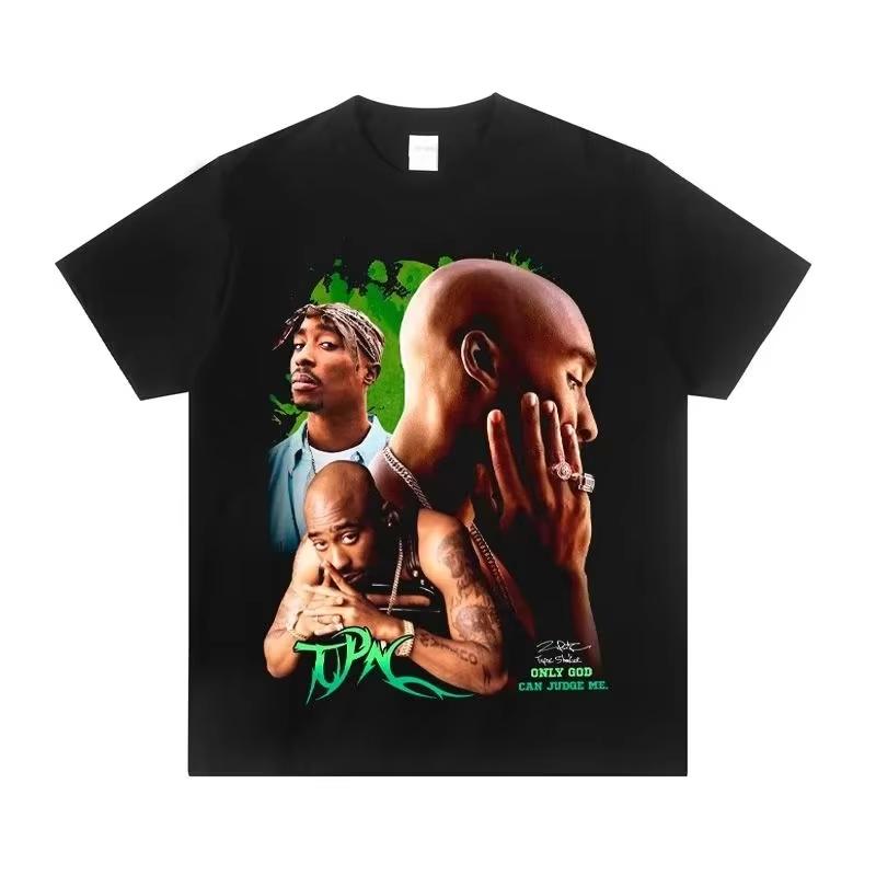 2026 2PAC Tupac American Rap Rapper TShirt Unisexs pure Cotton Crew Neck West Coast Rock Trend Short Women And Unisex Tshirts