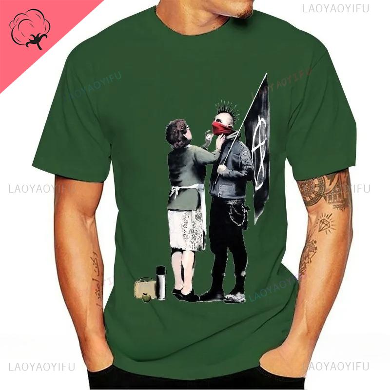 Banksy Mom Anarchist Street Art Tshirt Street Art Marca De Moda Casual Cotton Shortsleeved Top