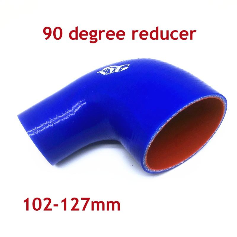 45 90 Degree 5 inch 4 inch 127mm 102mm Silicone Tubing Hose Elbow Reducer Intercooler Turbo Reducer Universal 90 degree blue