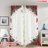 2pcs 2D Flat Printing Popular Christmas Curtains Christmas Holly Bow Ornaments Digital Printed Polyester Drapes Spring Use for