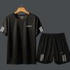 Men's Summer Gym Running Set: Loose-fit Quick-drying T-shirt with Round Neck and Printed Design.