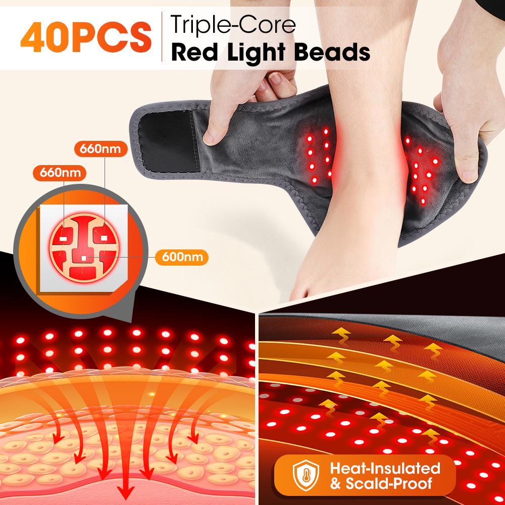 Electric Heating Ankle Guard 5 Levels Hot Compress 660nm Near Infrared Massage Cordless Foot Massager Ankle Protector Strap