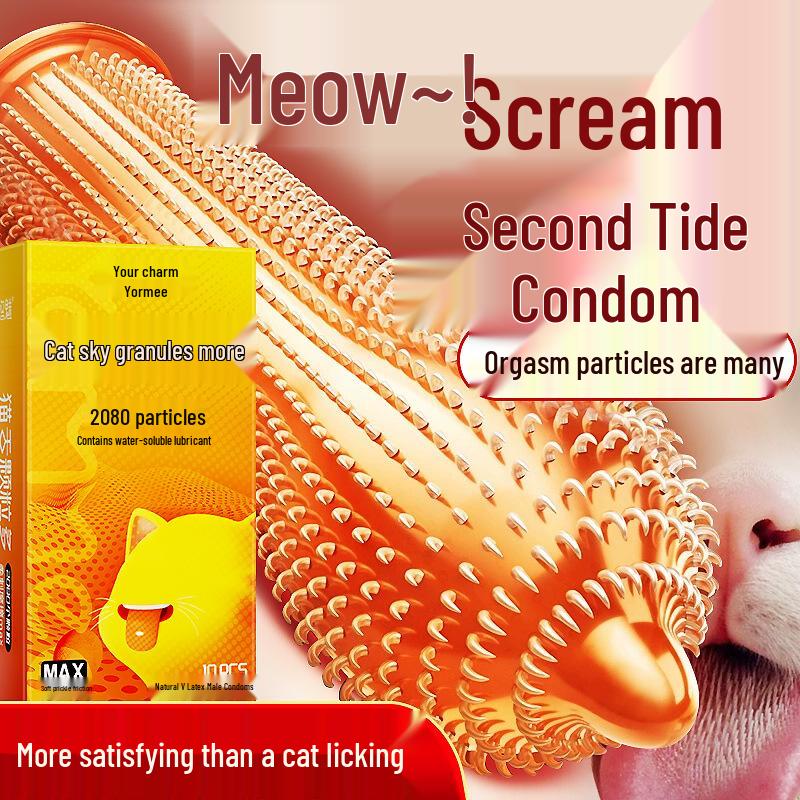 Youmei Ultra-Thin and Textured "Cat Tongue" Condoms for Enhanced Sensation, Large Particle Design, Pack of Stimulation Condoms.