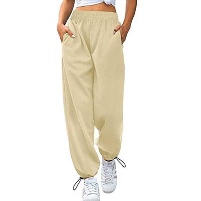 Spring and Autumn Women's Pants Loose Casual Sports Drawstring Wide Leg Beamer Pants