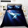Whales King Queen Duvet Cover Ocean Animal Bedding Set Seaweed Starfish Marine Life Quilt Cover Blue Polyester Comforter Cover