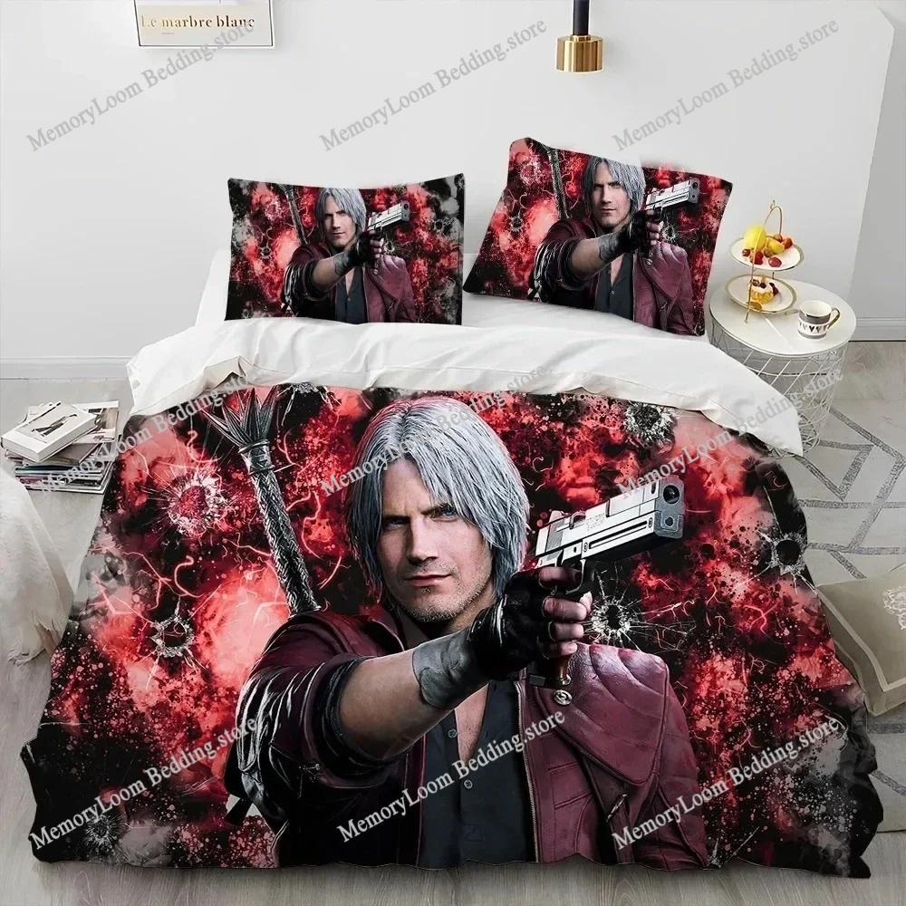 Oyun D-Devil May Cry DMC Oyuncu Yatak Takımı Yorgan Kılıfı Yatak Takımı Yorgan Kılıfı Yastık Kılıfı Yorgan King Queen Boy Erkek Çocuk Yetişkin