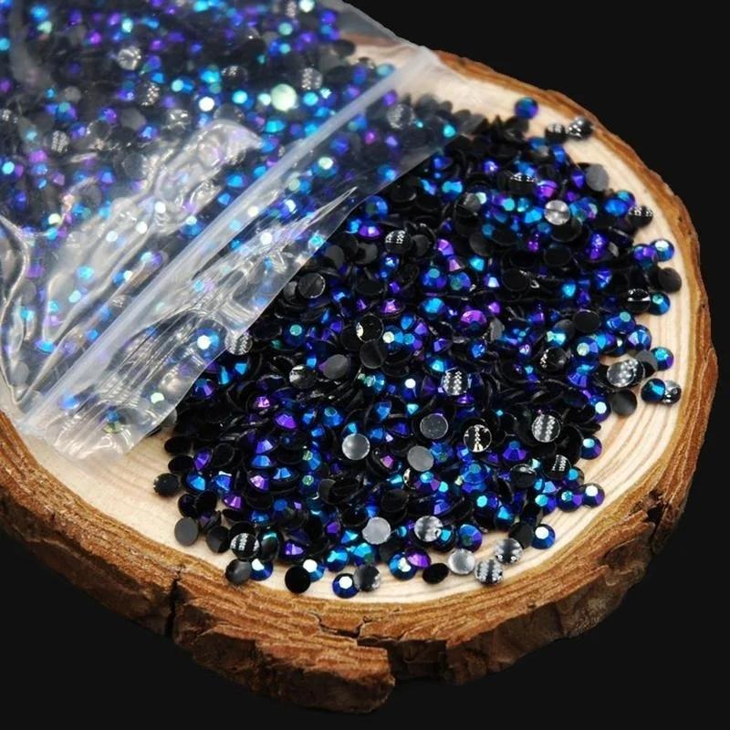 

2000 Pcs/package AB Color Acrylic Diamond Nails Box Jewelry 3D Decoration DIY Nail Rhinestone Crystal Accesorios