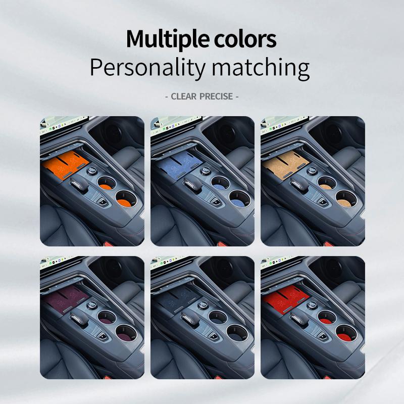 For ZEEKR 001 2026 001Max 001 Ultra, Italian Suede Non-slip Water Cup Center Console Wireless Charging Pad Groove Mat Accessory