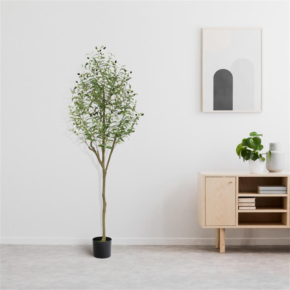 5.9 FT High Indoor Large Artificial Olive Tree, Potted Olive Silk Tree, Modern Artificial Plants Olive Tree For Bedroom Decor