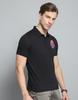 Monte Carlo Mens Printed Black Collar Neck Half Sleeve T-Shirt