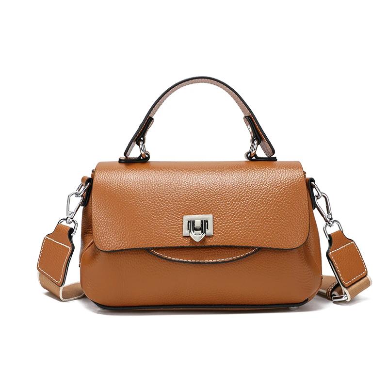 2026 New Women's Genuine Leather Handbag Head Layer Cowhide Multi Compartment Pocket Crossbody Bag Luxury Stylish Shoulder Bag