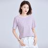 T-shirt a maniche corte a righe stile coreano da indossare sotto girocollo primavera da donna Ins moda donna top ampio taglia grande