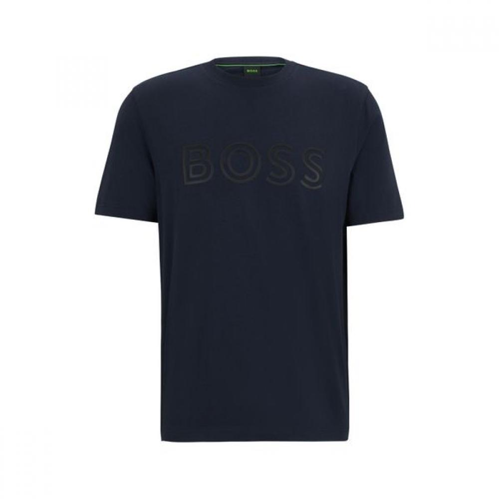 Boss Regular FiT Logo ArTwork CoTTon Jersey T shirT Dark Blue 50519358402 S
