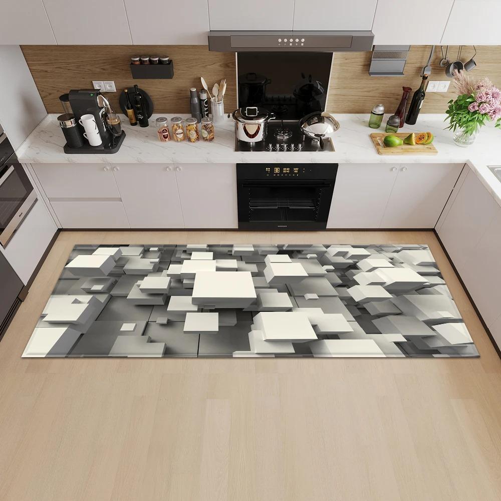 Geometric Square Pattern Home Kitchen Floor Mat Door Front Decoration Floor Mat