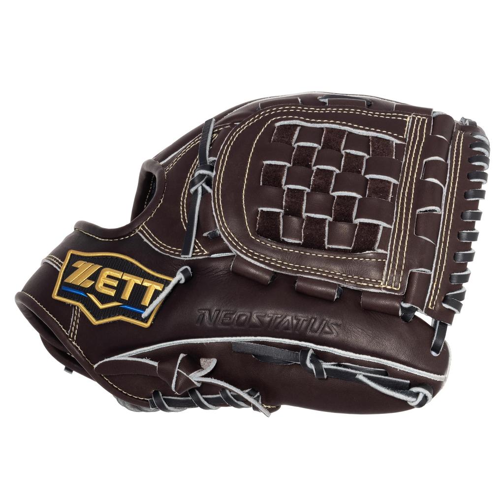 ZETT Neo Status E1 Type Soft Baseball Glove for Second and Brown x Size 4 Shortstop, Right-Handed Throw, Black, (BRG312630)
