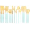 Mirror Dinnerware Set Stainless Steel 30Pcs Black Gold Tableware Knife Fork Spoon Dinner Set Cutlery Spoon Dessert Flatware Set