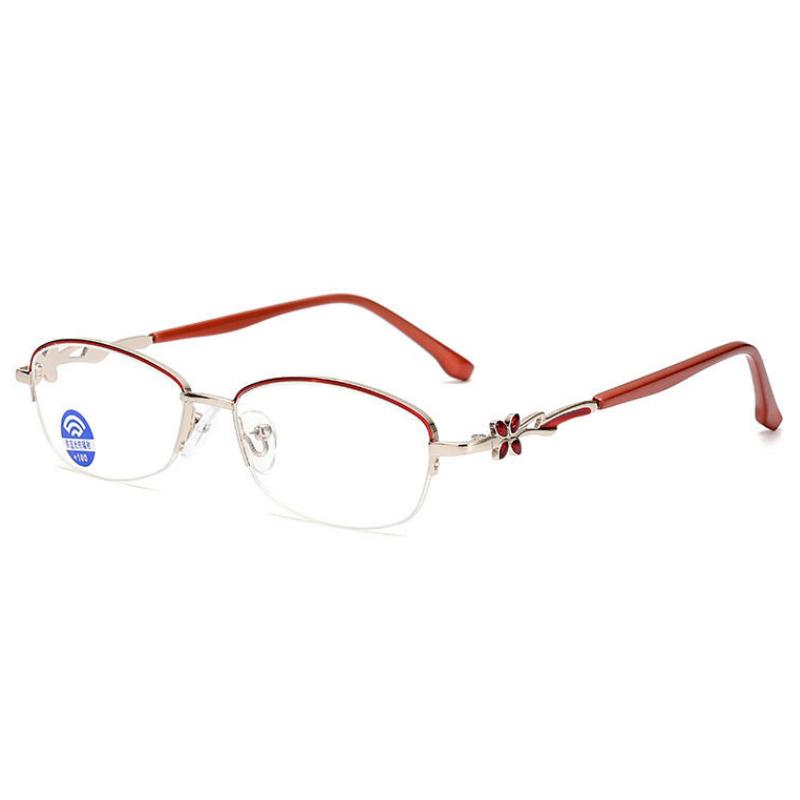 Lesebrille Damen Blaulichtfilter Presbyopie Brille Damen Vintage Ultraleicht Ovaler Rahmen Weitsicht Brille 0~+4.0