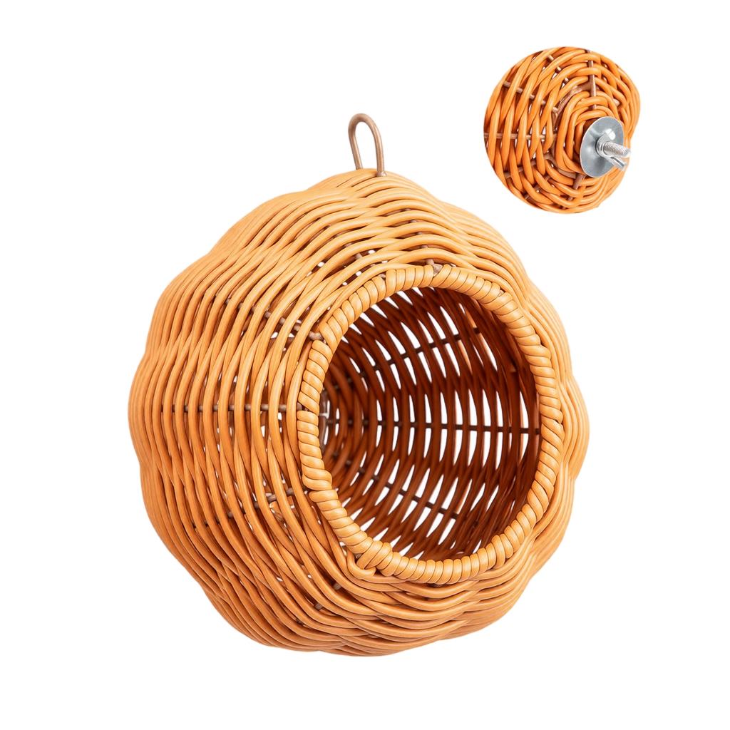 Handgeflochtener Rattan-Vogelnester-Hängekäfig Geeignet für Papageien, Nymphensittiche, Wellensittiche und kleine Vögel Innen- und Außenbereich