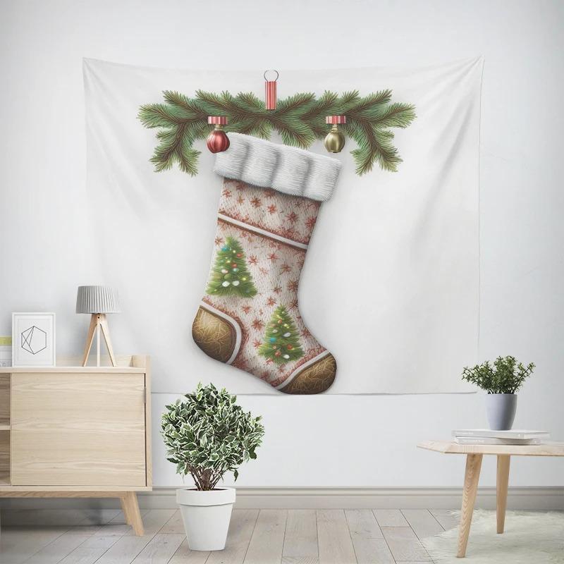 Christmas New Year Socks Pattern Living Room Bedroom Decorative Tapestry