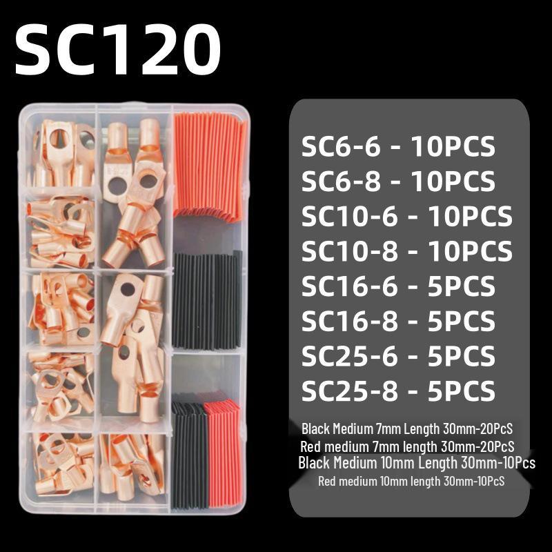 Copper Tube Terminals Set: 80-SC Series, 160-Piece Peep Hole SC6-25 Boxed