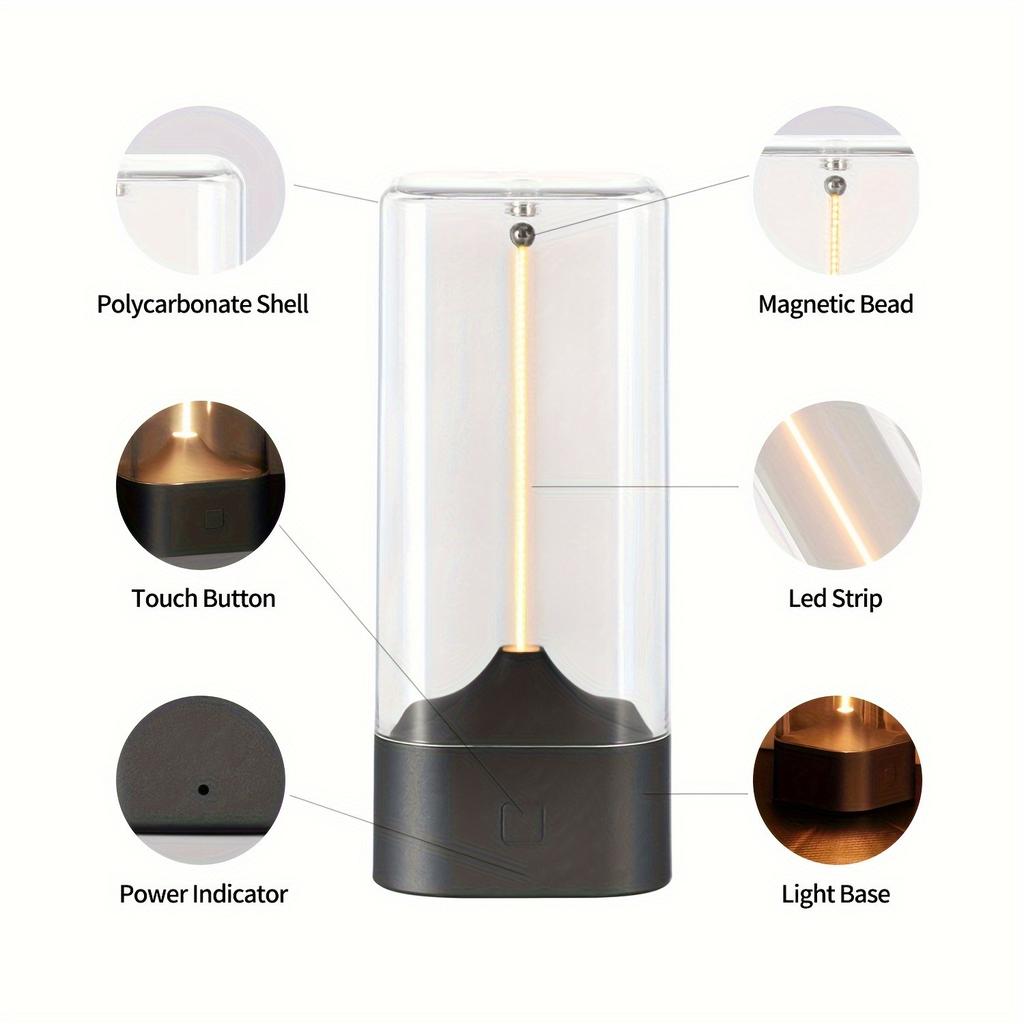 Minimalist Cordless LED Desk Lamp, Rechargeable, Portable, Ambient Mood Lighting