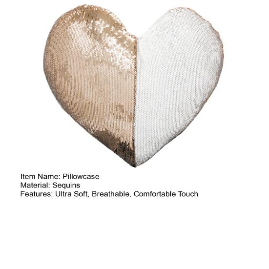 Pillowcase Ultra Soft Heat Transfer Printing Home Decoration Double Color DIY Sequins Love Heart Shape Pillow Cushion Cover for Sofa