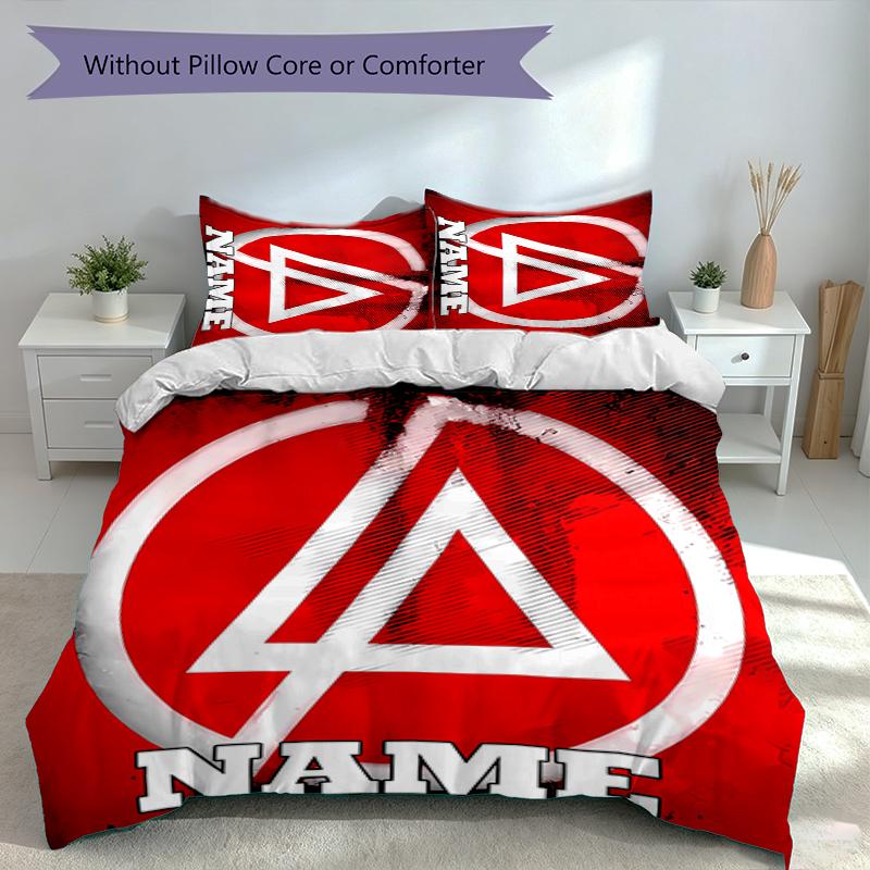 3-teiliges personalisiertes Linkin Park Set, Enthält 1 Bettbezug und 2 Kissenbezüge, Ganzjahres-Schlafzimmerdekoration