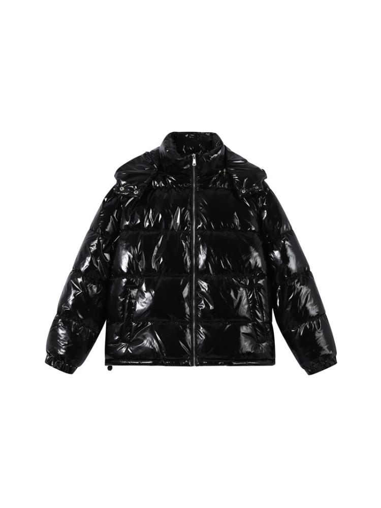 Damen Kurze Helle Gesicht Abnehmbare Mütze Daunenjacke Damen Warme, Schlichte und Modische Winterjacke 2025