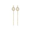[Nattyuperm] Women's Earrings, Long Earrings, Swaying Diamond Drop Motif, Cubic Zirconia, Swaying Chain Earrings, Metal Allergy Compatible, Surgical