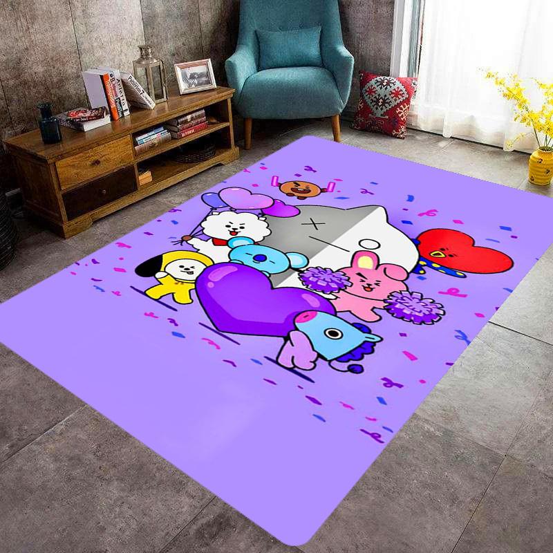 Colorful BT21 Characters Celebration carpet Living room and bedroom mats printing Office chair cushion Dormitory decoration Fashion