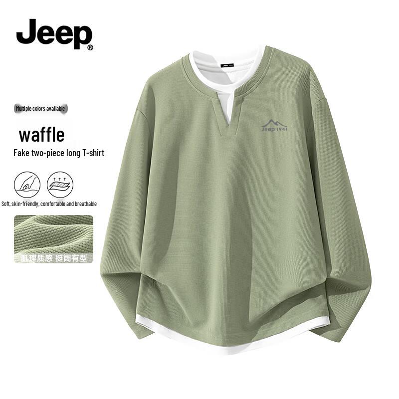 

JEEP Men s Faux Two-Piece Long Sleeve T-Shirt M