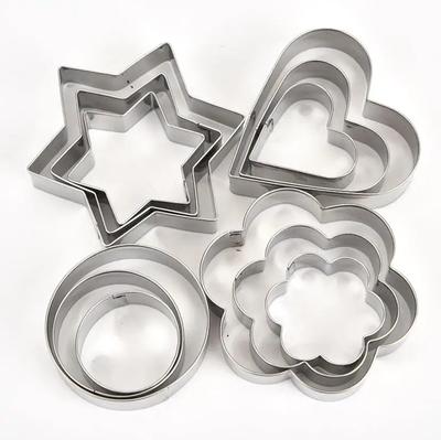 12Pcs/Set Stainless Steel Cookie Biscuit DIY Mold Star Heart Round Flower Shape Cutter Baking Mould Tools Fruit Cut Egg Mold