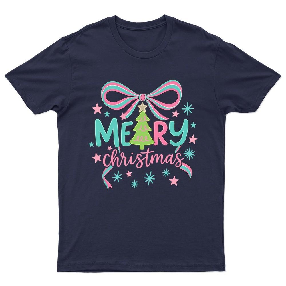 Meary Christmas Holiday Bow TShirt Unisex Gift Retro Funny Unisexs Vintage