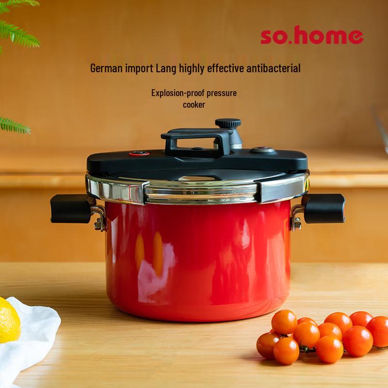 Sohome 4.0L Stainless Steel Enamel Pressure Cooker with Double Lid