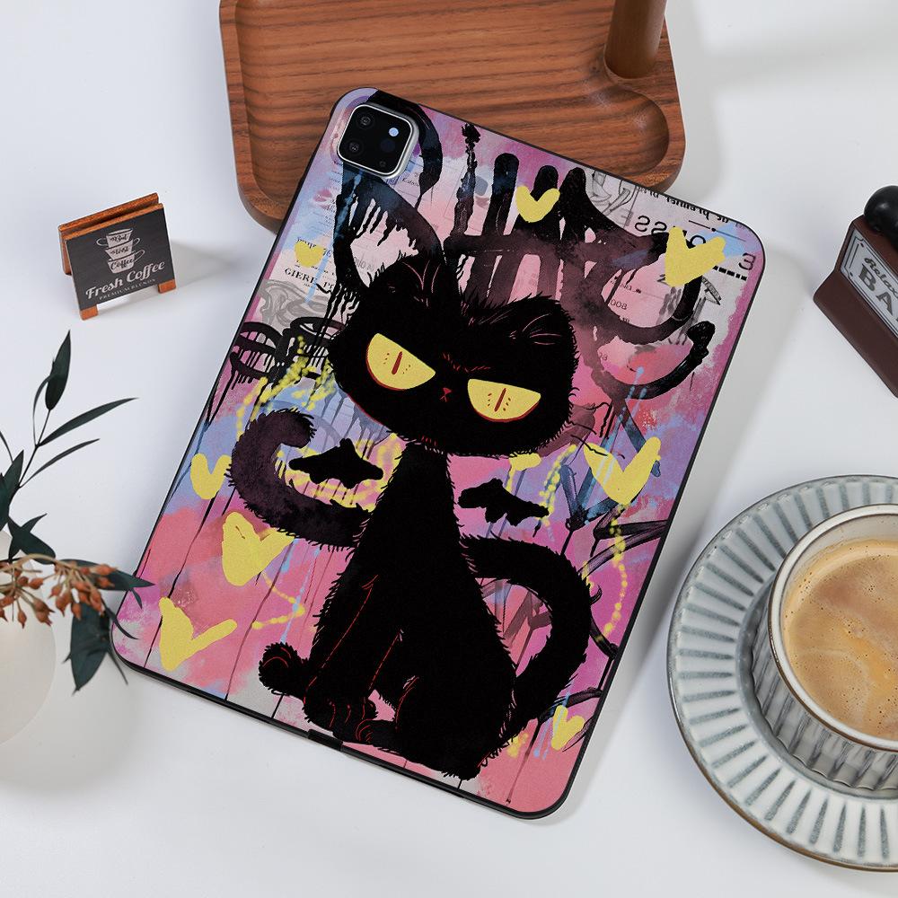 Suitable for Dark Cat Apple iPad 11-inch Protective Case Xiaomi Pad 6 Soft Case Samsung Tab S7 Light and Thin