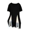 Plus Size Slimming Loose Short-Sleeve Mid-Length Dress - Women's Round Neck (Sizes 200/300/350-9111)