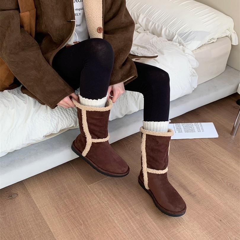 2025 autumn and winter new women's shoes platform plush Martin boots wool cotton boots fashion cashmere two wear snow boots