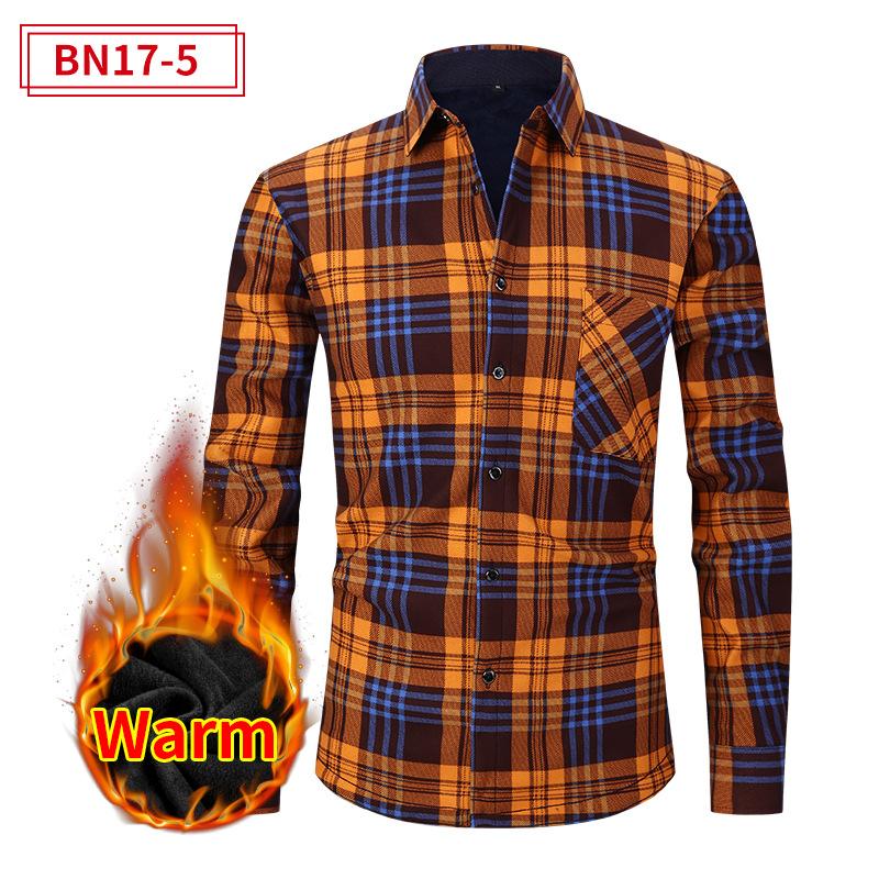 Camisa de Cuadros Casual para Hombre Otoño Invierno con Forro Polar Camisa Cálida Gruesa de Manga Larga Camisa Polar