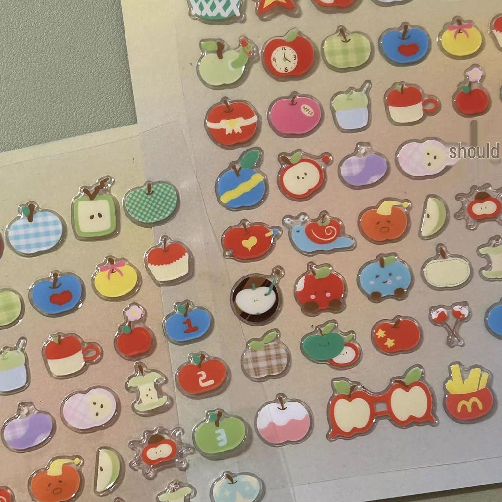 Childlike 3D Graffiti Apple Sticker for Journals, DIY Projects, Phone, Headphone Cases, and Polaroid Decorations.