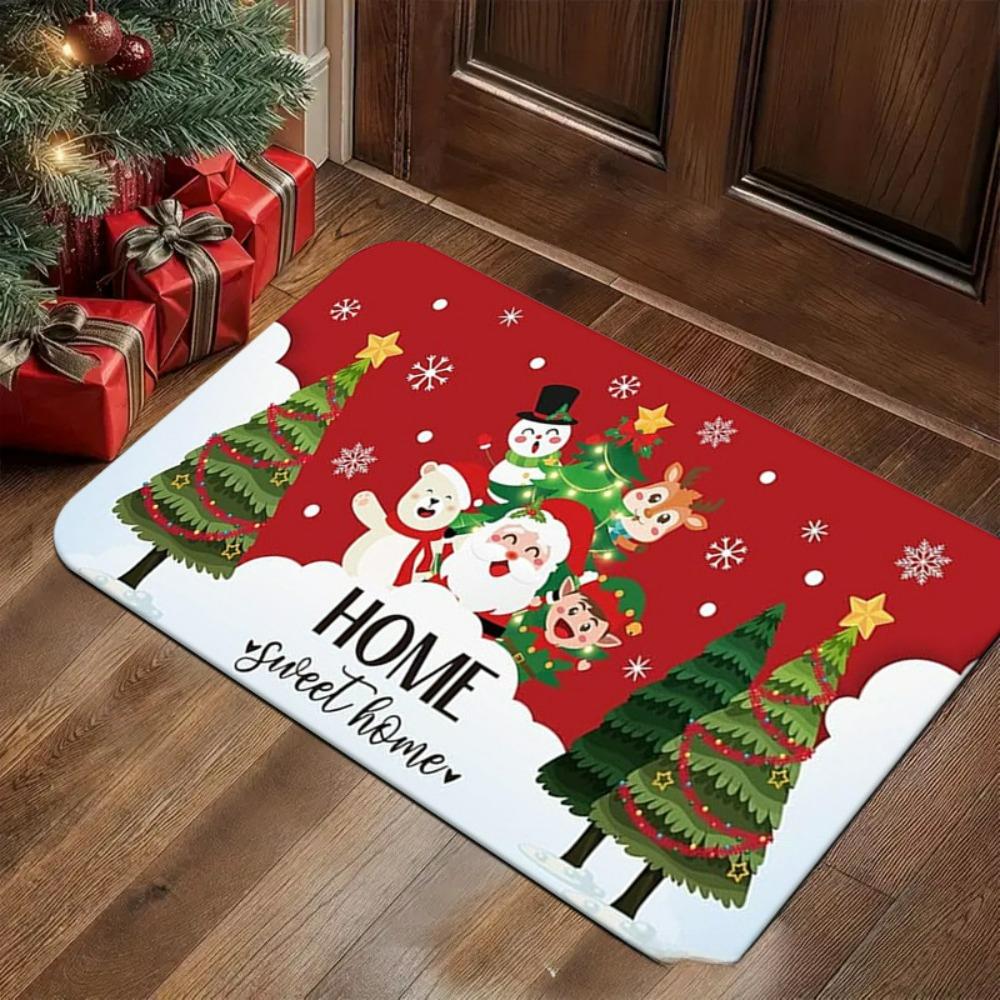 Christmas Holiday Welcome Rug Doormat Festive NonSlip Door Rug for Living Room Bedroom Kitchen Entrance Home Seasonal Decor