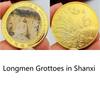 Chinese tourist attraction, Xi'an Big Wild Goose Pagoda, tourist attraction, gold-plated color printed commemorative medal, gold coin