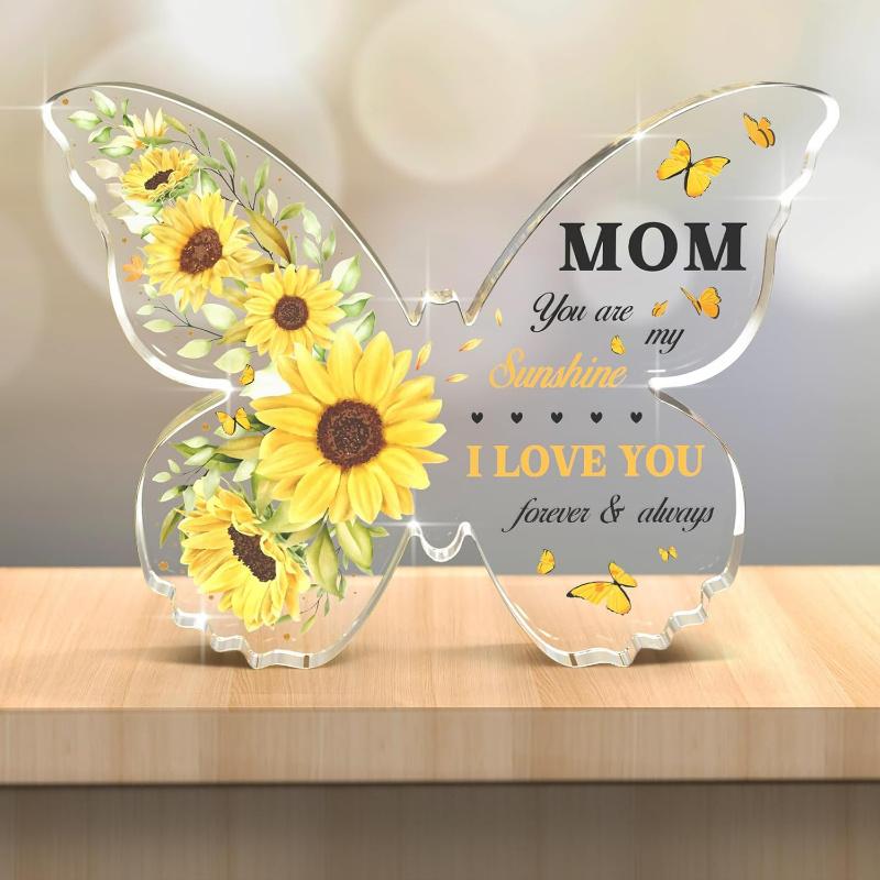 

Sunflower acrylic plaque in the shape of a butterfly for mom, birthday gift for mom, perfect gift for birthday, Christmas, Thank