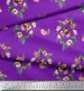 Soimoi Blue Poly Crepe Satin Fabric Bird & Floral Print Print Fabric by the Metre 42 Inch